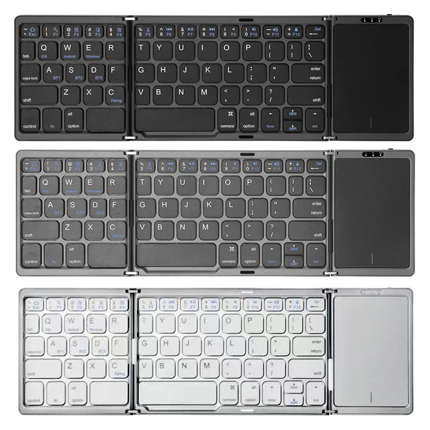 Android Tablet Gaming Accessories - Trzyfoldowa klawiatura Bluetooth z touchpadem, ładowalna